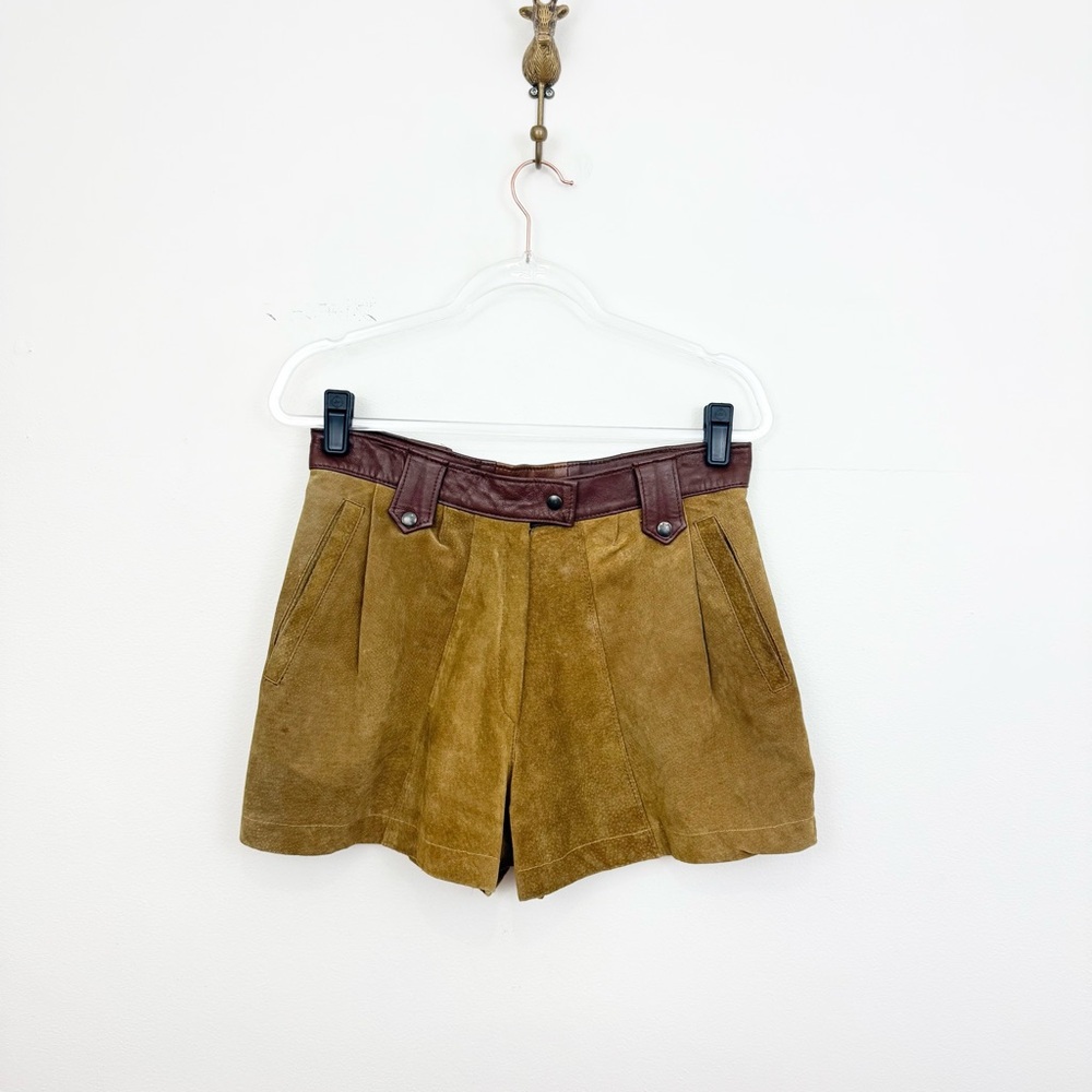 Vintage Parisian Tan Suede and Leather Shorts